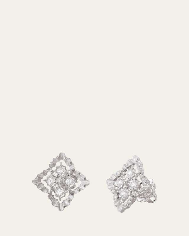 Rombi 18K White Gold Diamond Stud Earrings